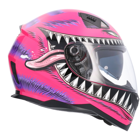 Casco moto integral Shiro sh881 negro/rosa/blanco xs - Feu Vert
